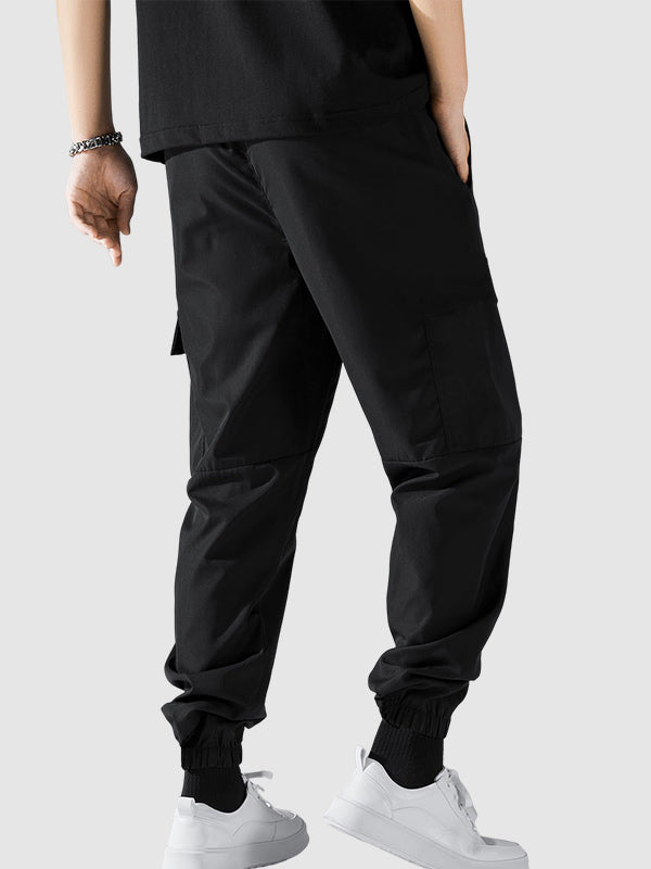 Men's Flap Pocket Drawstring Elastic Waist Streetwear Casual Cargo Pants