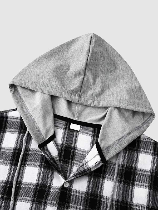 Men's Classic Thin Plaid Hooded Jacket