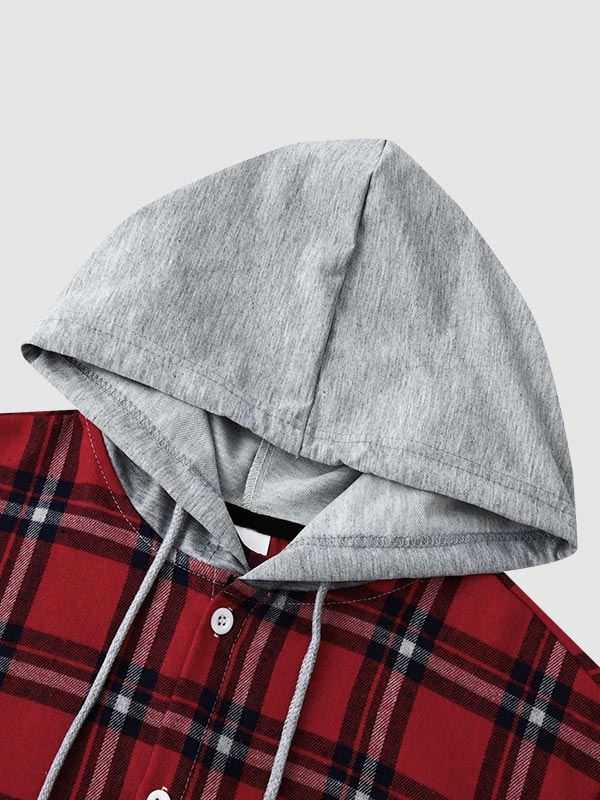 Men's casual plaid thin hooded jacket