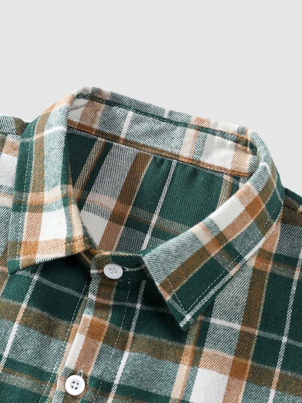 Men's Wool Blend Plaid Casual Long Sleeve Shirt