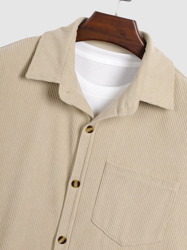 Men's Vintage Corduroy Casual Short Sleeve Shirt