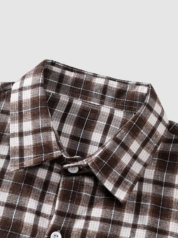 Men's casual plaid long-sleeved Blend Wool shirt