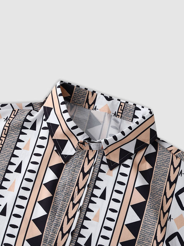 Men's Vintage Geometric Print Shirt