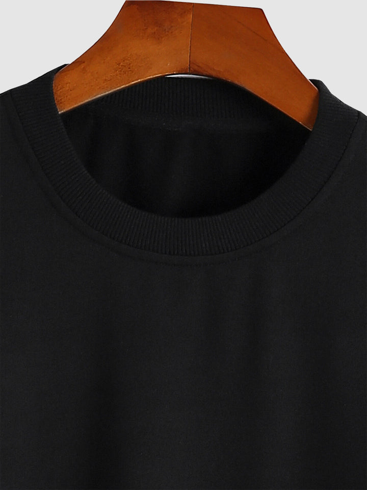 Men's solid color basic round neck casual sweatshirt