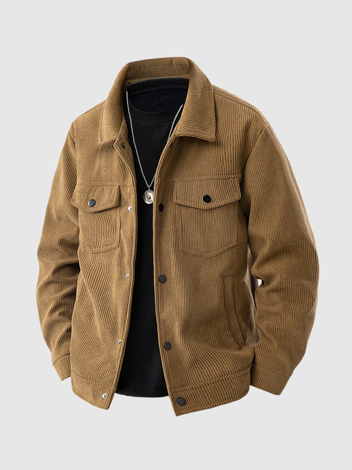 Men's corduroy versatile casual cargo jacket