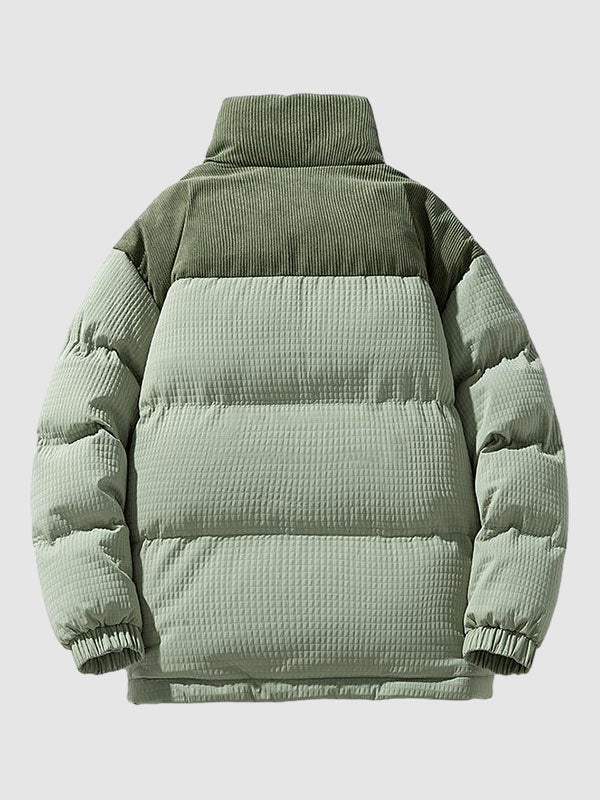 Men's solid color waffle corduroy padded jacket