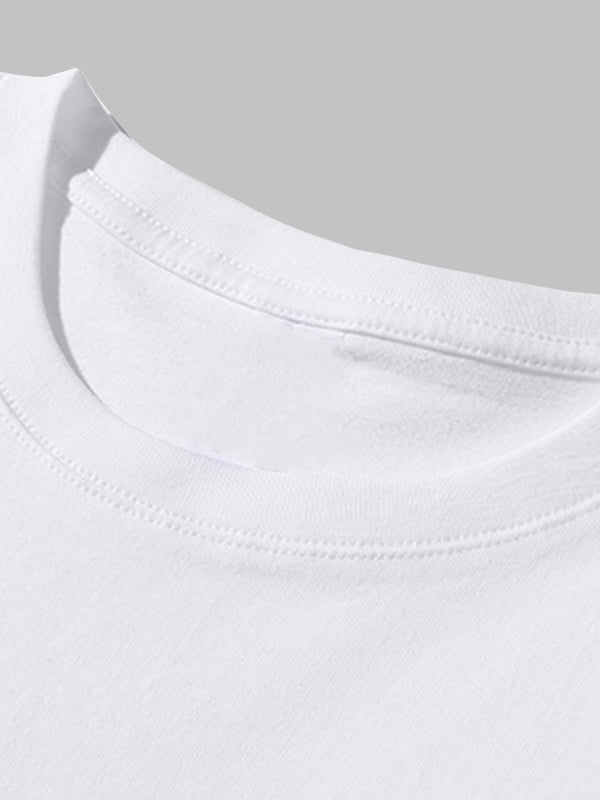 2pcs Men's Solid Color Basic Round Neck T-Shirt