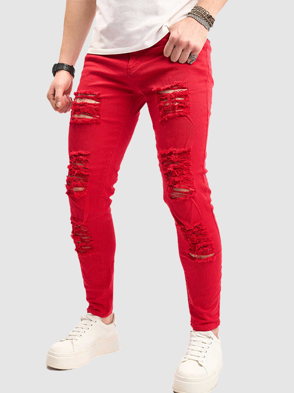 Men's Solid Casual Skinny Pocket Jeans