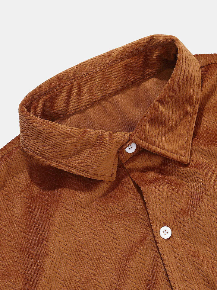 Men's corduroy geometric lapel button-down shirt