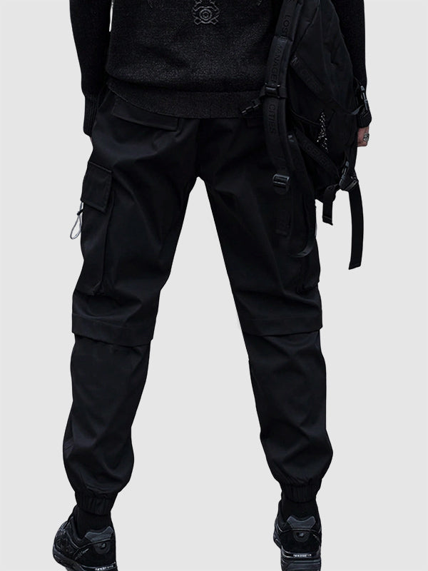 Men's Flap Pocket Drawstring Elastic Waist Streetwear Casual Cargo Pants