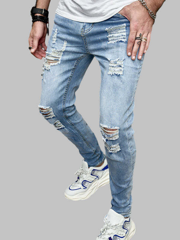 Men's Casual Destroyed Frayed Jeans