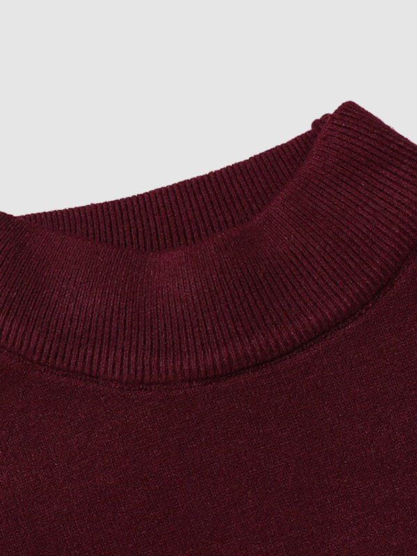 Men's Basic Solid Turtleneck Sweater red