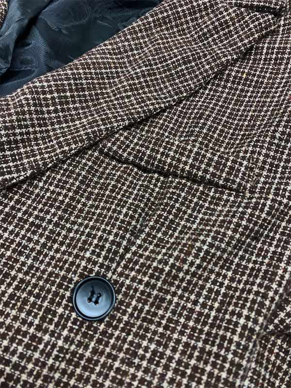 Men's Plaid Wool Blend Casual  Button Blazer