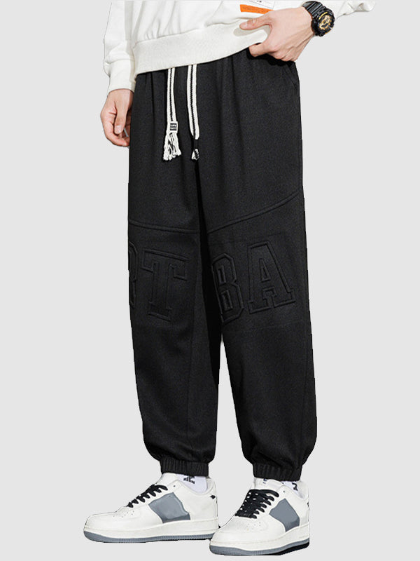 Men's Letter Print Pocket Casual Pants