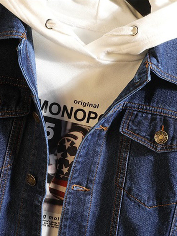 Men's Street-style Cotton-Blend Casual Denim Jacket