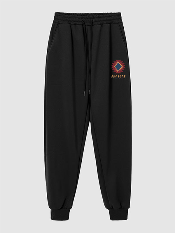 Men's Western Retro Graphic Print Sweatpants