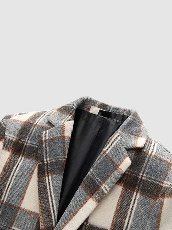 Plaid Wool Blend Blazer