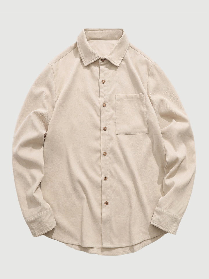 Men's Textured Corduroy Long Sleeve Shirt KHAKI