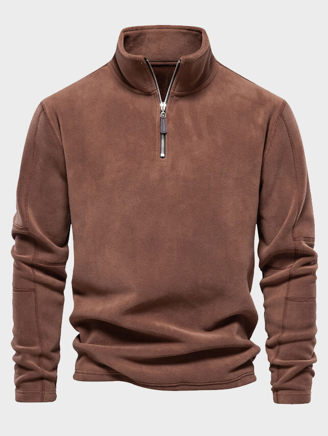 Men's Fleece Stand Collar Half-Zip Long Sleeve Sweatshirt