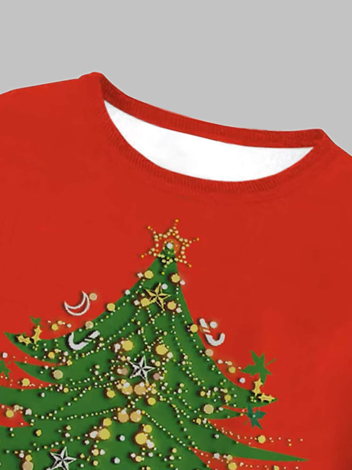 Men's Christmas Tree Print Crew Neck T-shirt