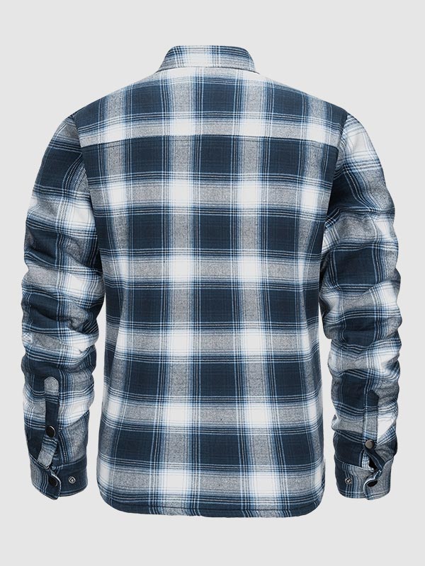 Men's plaid quilted thickened lapel warm shirt jacket