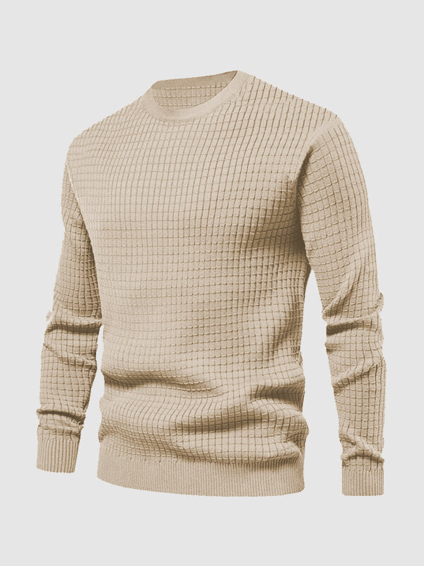 Men's waffle texture solid color casual sweatshirt