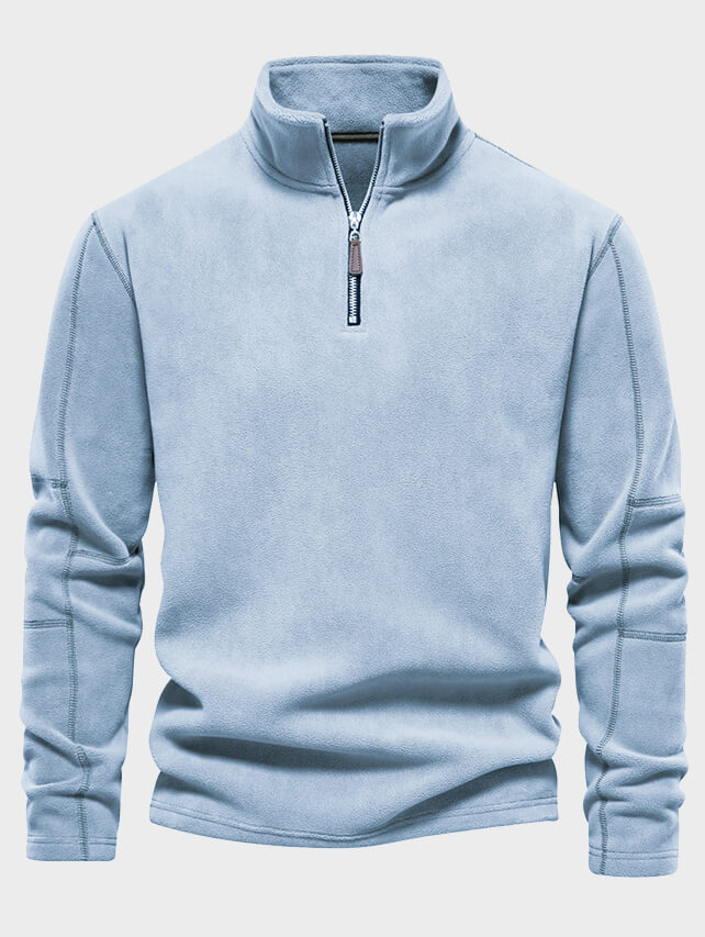 Men's Fleece Stand Collar Half-Zip Long Sleeve Sweatshirt