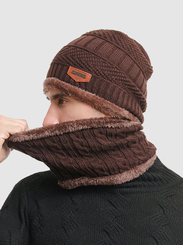 Men's Knitted  Matching Integrated Hat