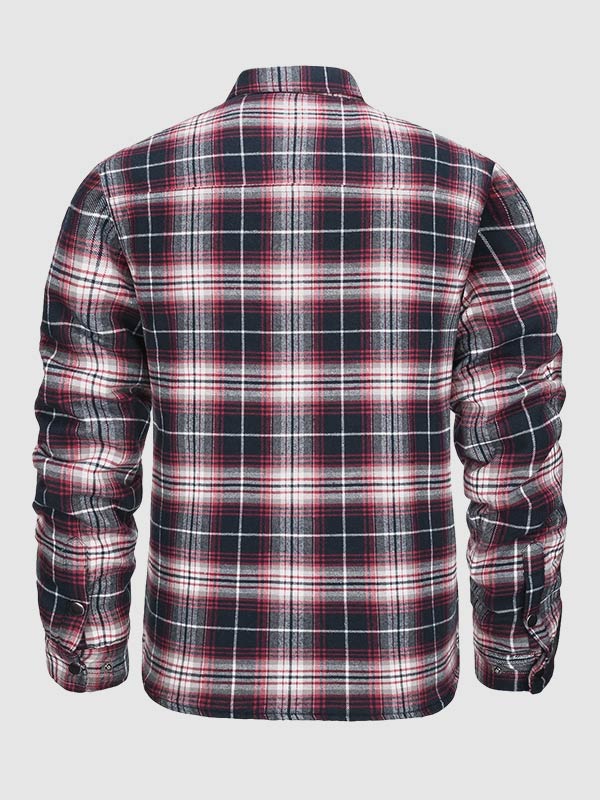 Men's plaid quilted thickened lapel warm shirt jacket