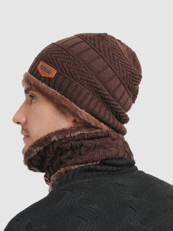 Men's Knitted  Matching Integrated Hat