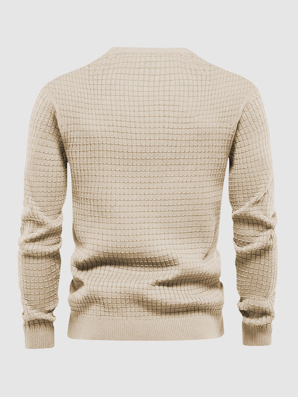 Men's waffle texture solid color casual sweatshirt