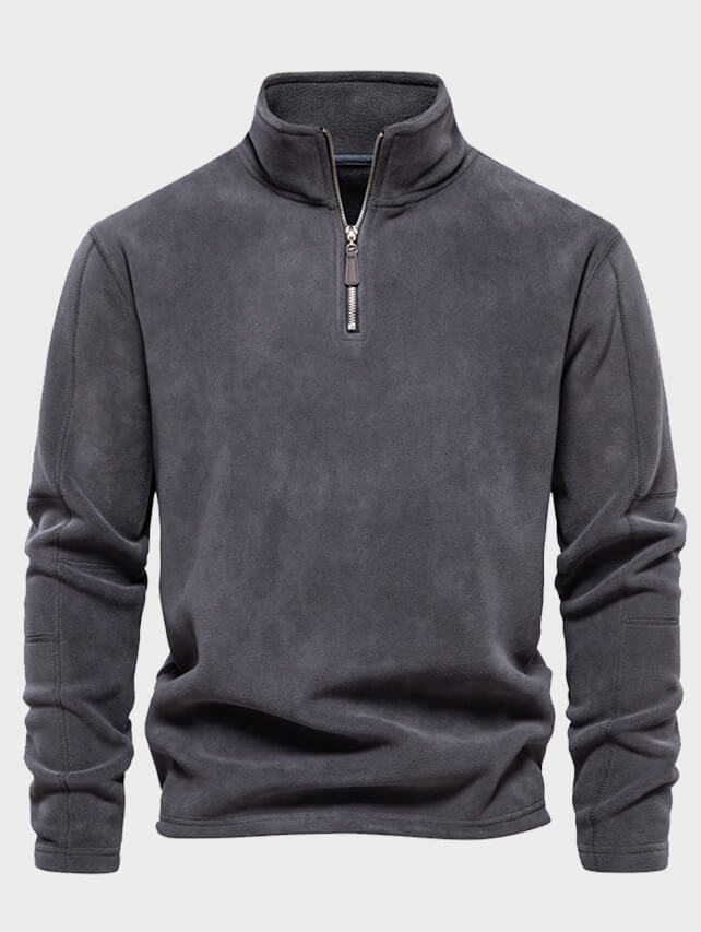 Men's Fleece Stand Collar Half-Zip Long Sleeve Sweatshirt