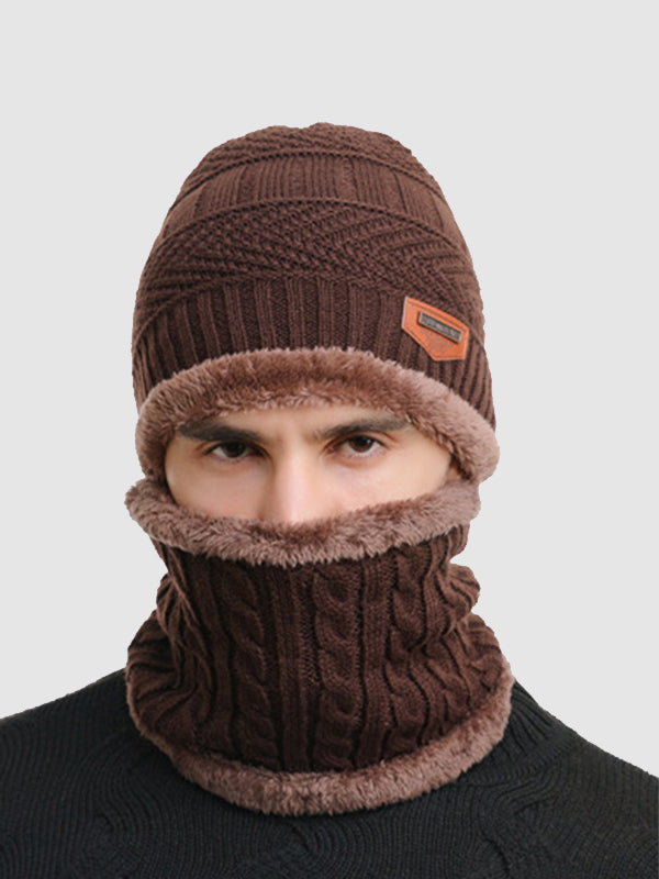 Men's Knitted  Matching Integrated Hat