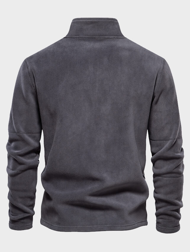 Men's Fleece Stand Collar Half-Zip Long Sleeve Sweatshirt