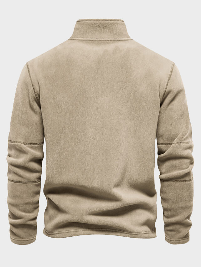 Men's Fleece Stand Collar Half-Zip Long Sleeve Sweatshirt