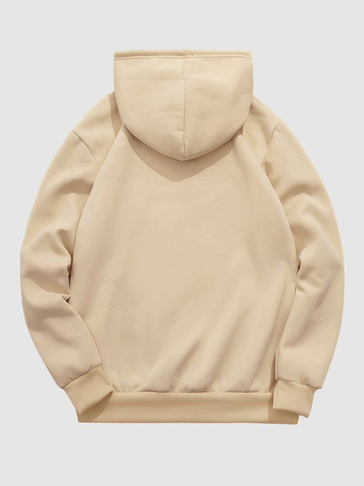 Men's "BROOKLYN" fleece printed letter hoodie khaki