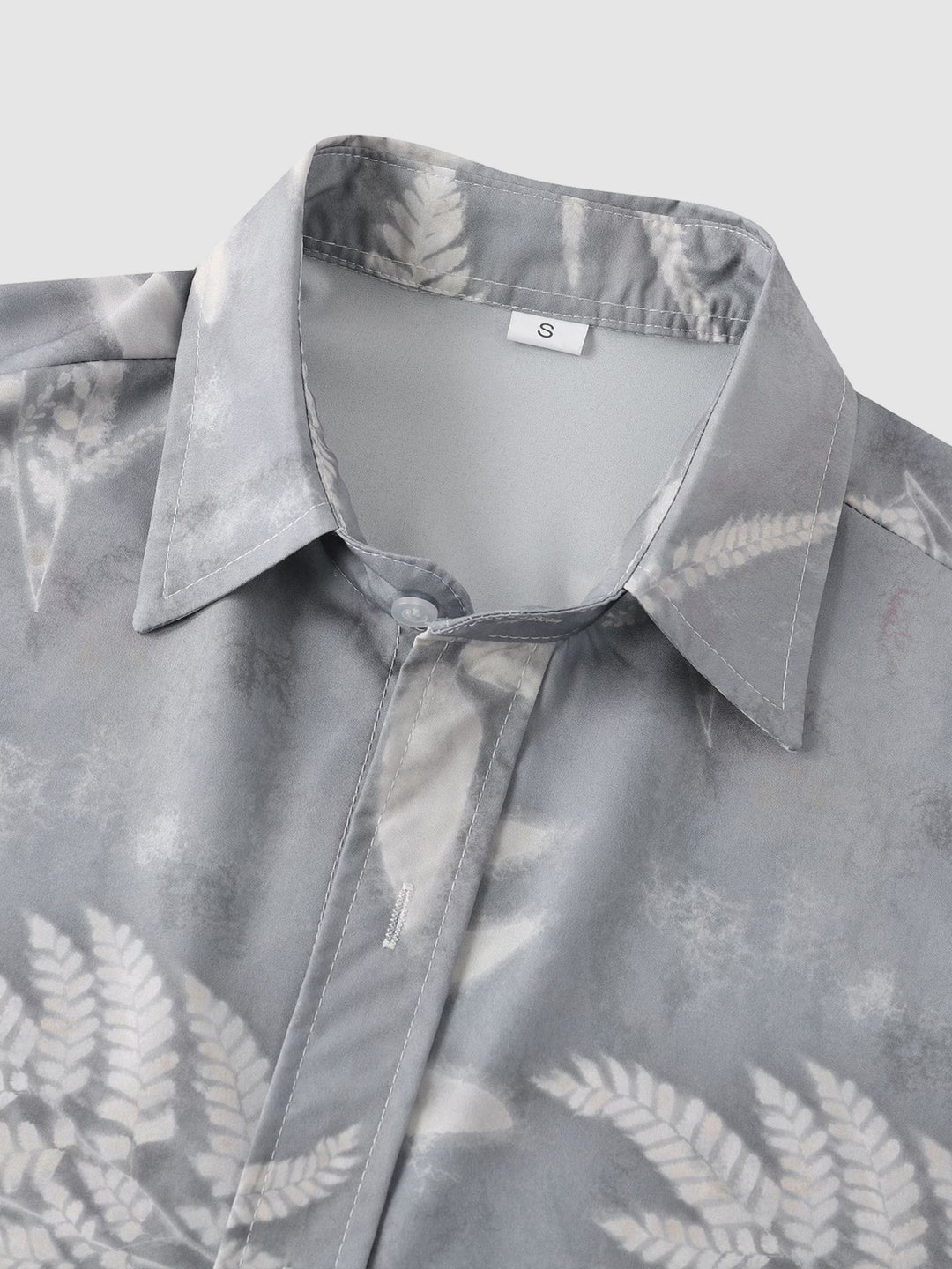 Men's Botanical Print Buttoned Casual Short Sleeve Shirt