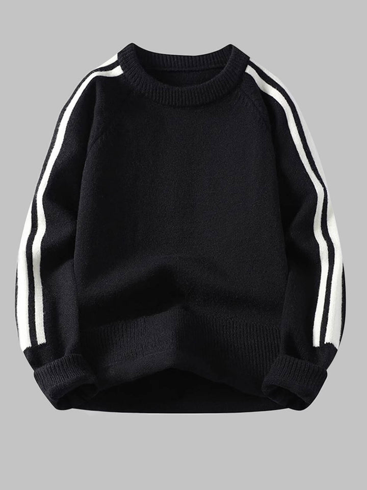 Men's Basic Striped Color-Block Crew Neck Sweater