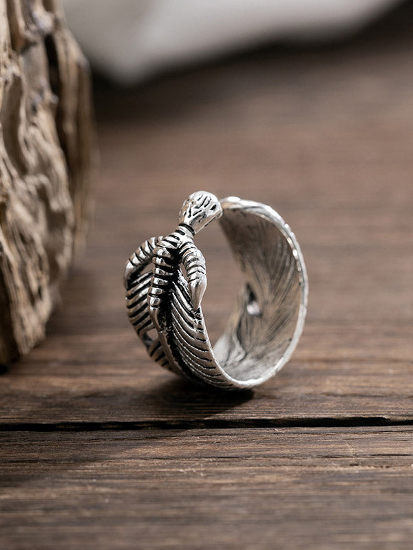 Retro simple feather style ring