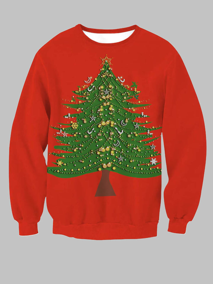 Men's Christmas Tree Print Crew Neck T-shirt