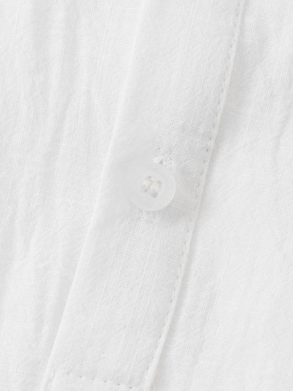 Men's Cotton Linen Textured Half Placket Short Sleeve Shirt white