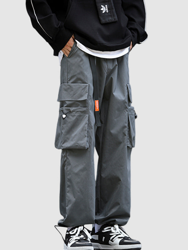 Men's Large Pocket Ribbon Casual Cargo Pants