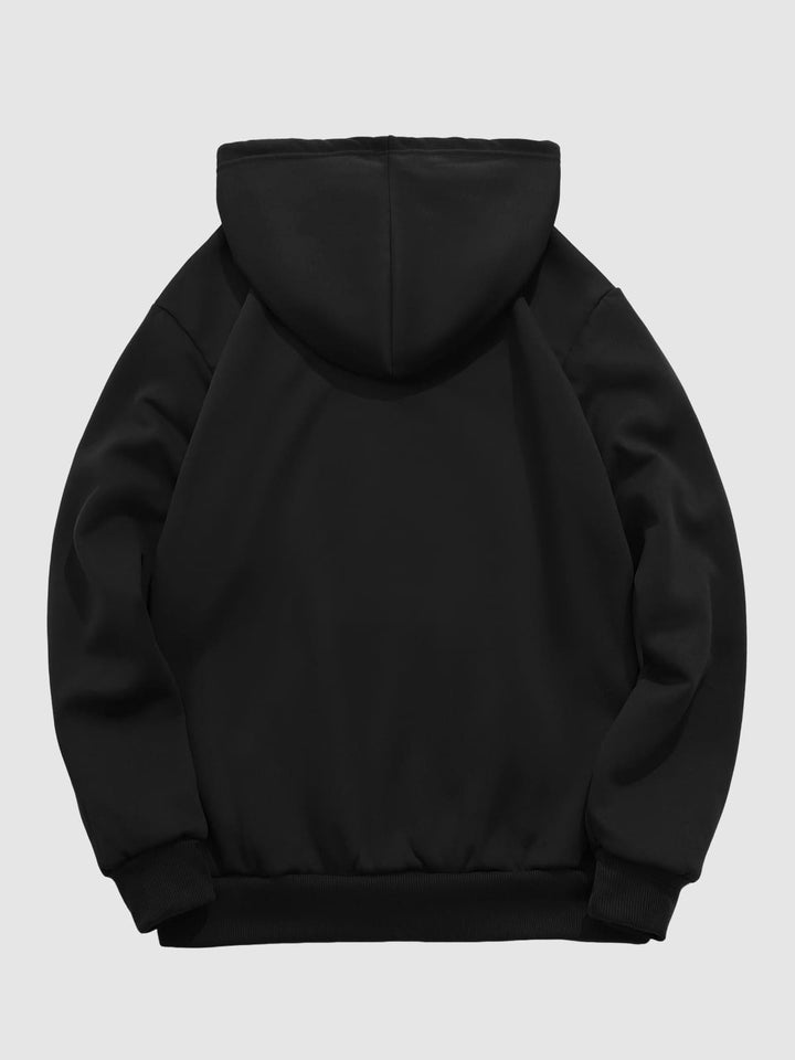 Men's "BROOKLYN" fleece printed letter hoodie black