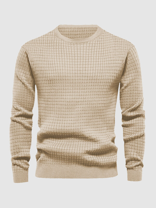 Men's waffle texture solid color casual sweatshirt