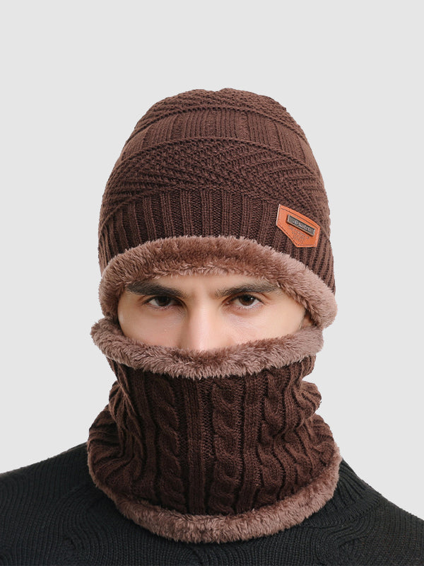 Men's Knitted  Matching Integrated Hat