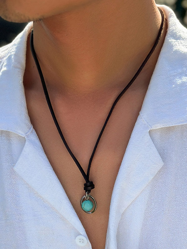 Men's Vintage Leather Collarbone Necklace