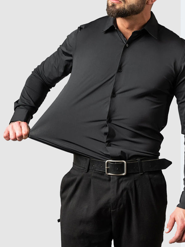 Men's Solid Color Versatile Stretch Anti-Wrinkle Long Sleeve Shirt