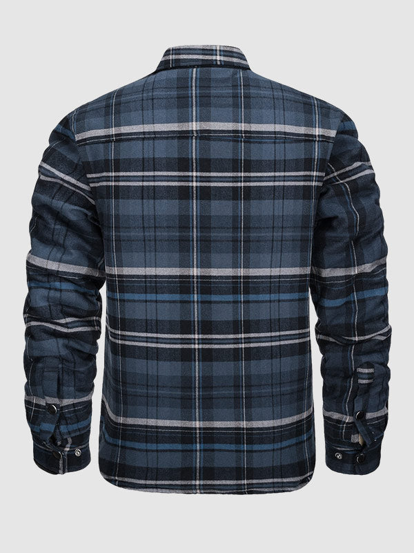 Men's plaid quilted thickened lapel warm shirt jacket