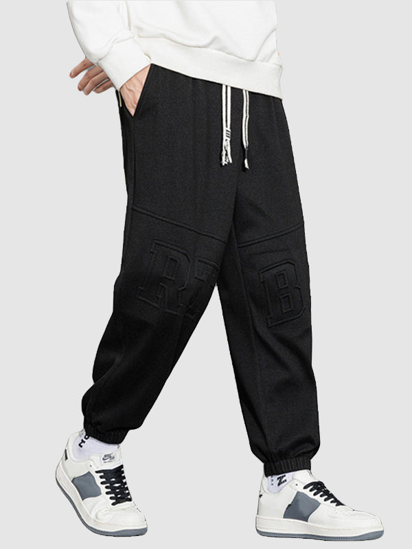 Men's Letter Print Pocket Casual Pants