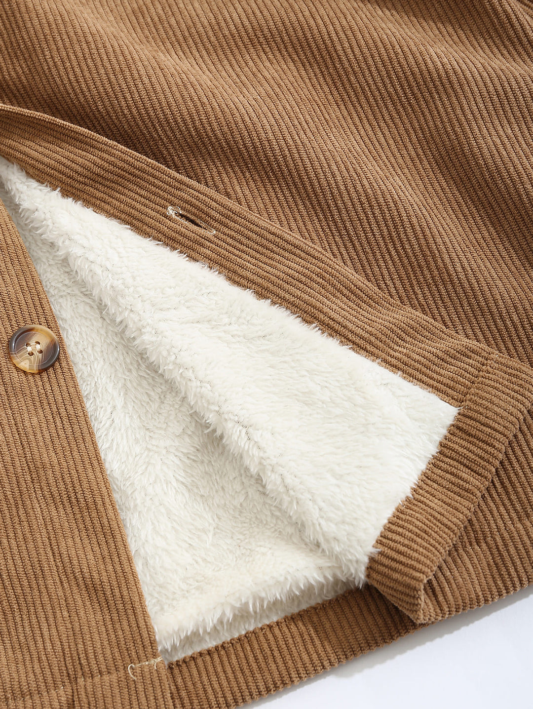 Men's Corduroy Fleece-lined Solid Color Shirt Jacket